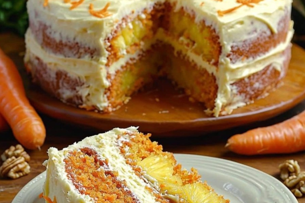 Bolo de cenoura e abacaxi